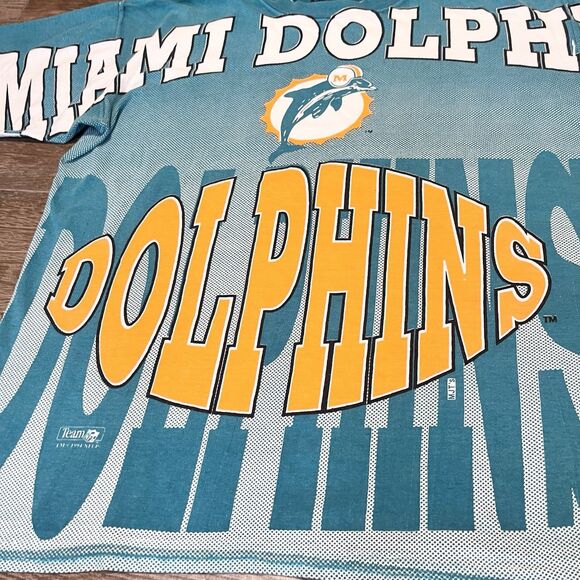 Vintage 90s 1994 Miami Dolphins AOP Banned Logo Large USA  Magic Johnson - Picture 7 of 16